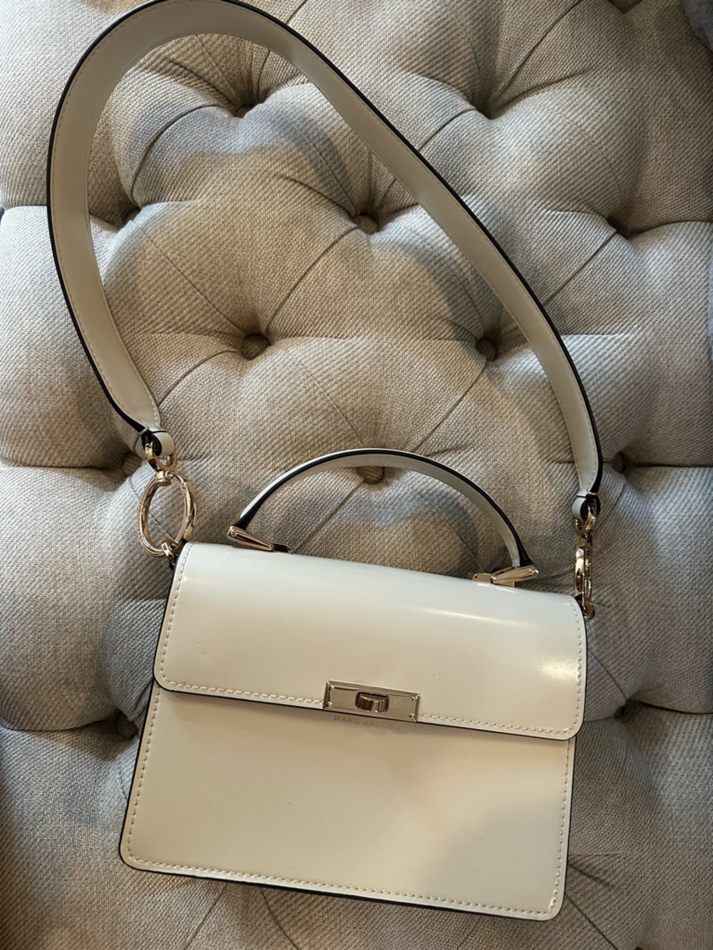 Marc by Marc Jacobs Cream Leather Top-Handle Crossbody with Gold Hardware